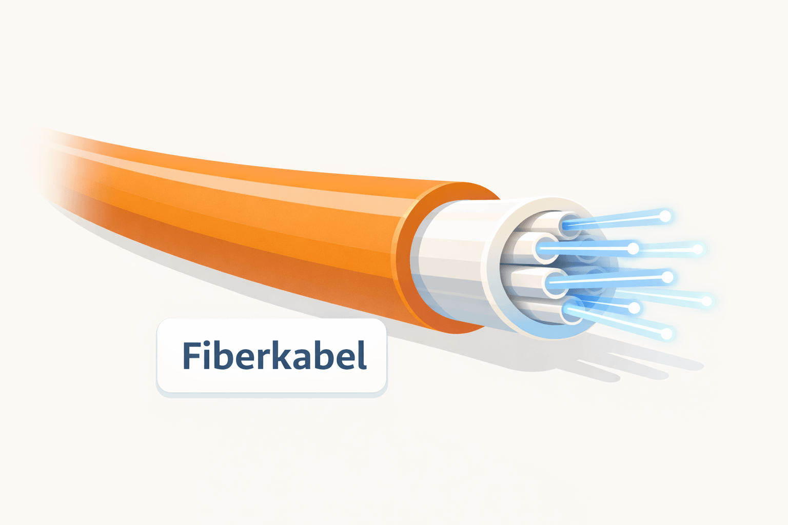 Nærbillede af orange fiberkabel
